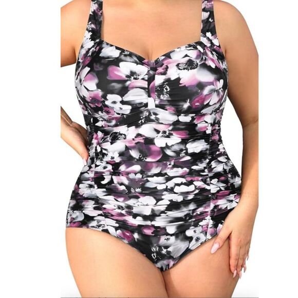 One Piece Floral Swimsuit - Size Large - Picture 1 of 5